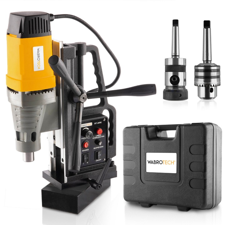 Masina de gaurit cu coloana cu stand magnetic WT28RE-G, Burghiu magnetica, 2080W, 390 rpm, WABROTECH