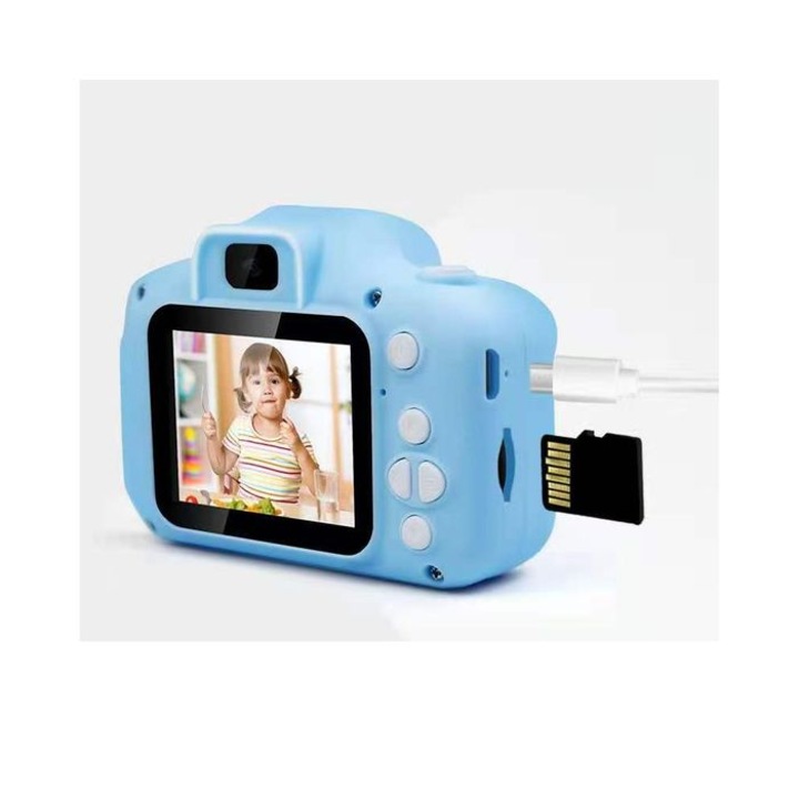 Дигитален детски фотоапарат, 32GB SD карта, Игри, Син