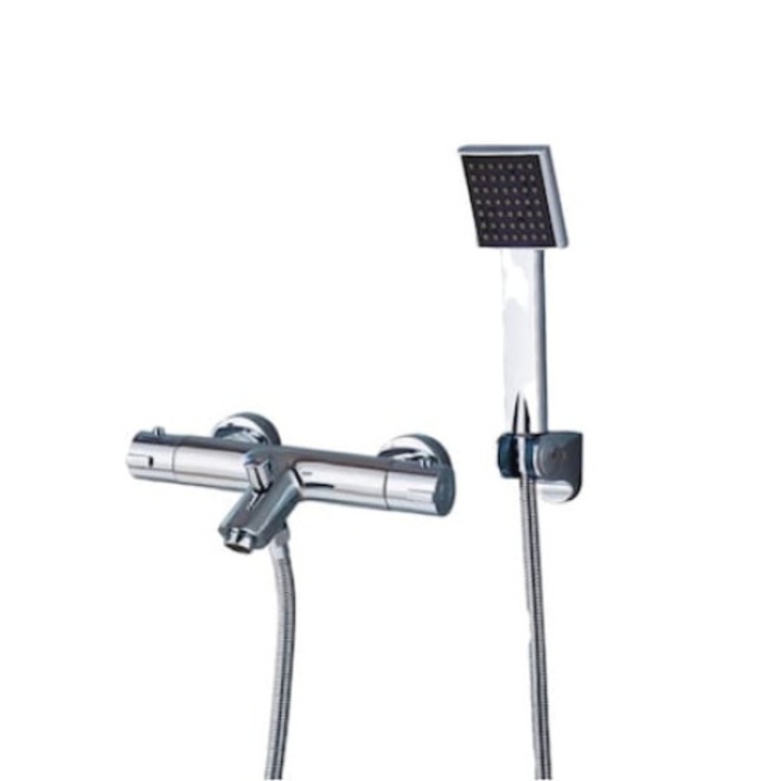 Emandras Fürdőszobai csaptelep zuhanyzófejjel, hőszabályzóval, sárgaréz, fényes króm