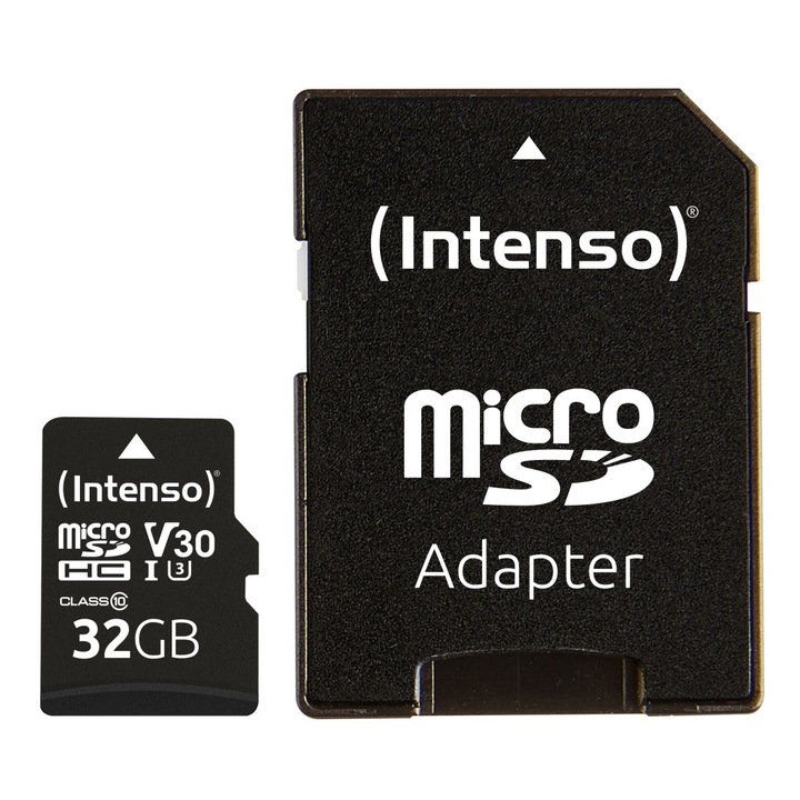 Intenso 32GB MicroSDXC Professional Class 10 U3 V30 + adapterrel, 108031, Memóriakártya