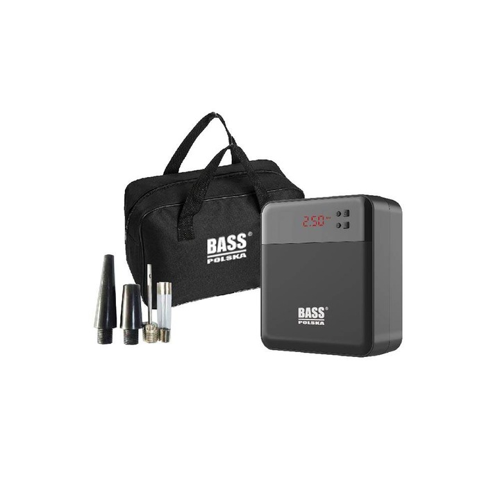 Комплект мини портативен въздушен компресорен Bass Polska 4523, LED, С дюзи