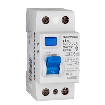 Disjunctor diferential RCCB 2P 63A 30mA, tip A, Schrack, AR056203 Disjunctor diferential RCCB 2P 63A 30mA, tip A, Schrack, AR056203