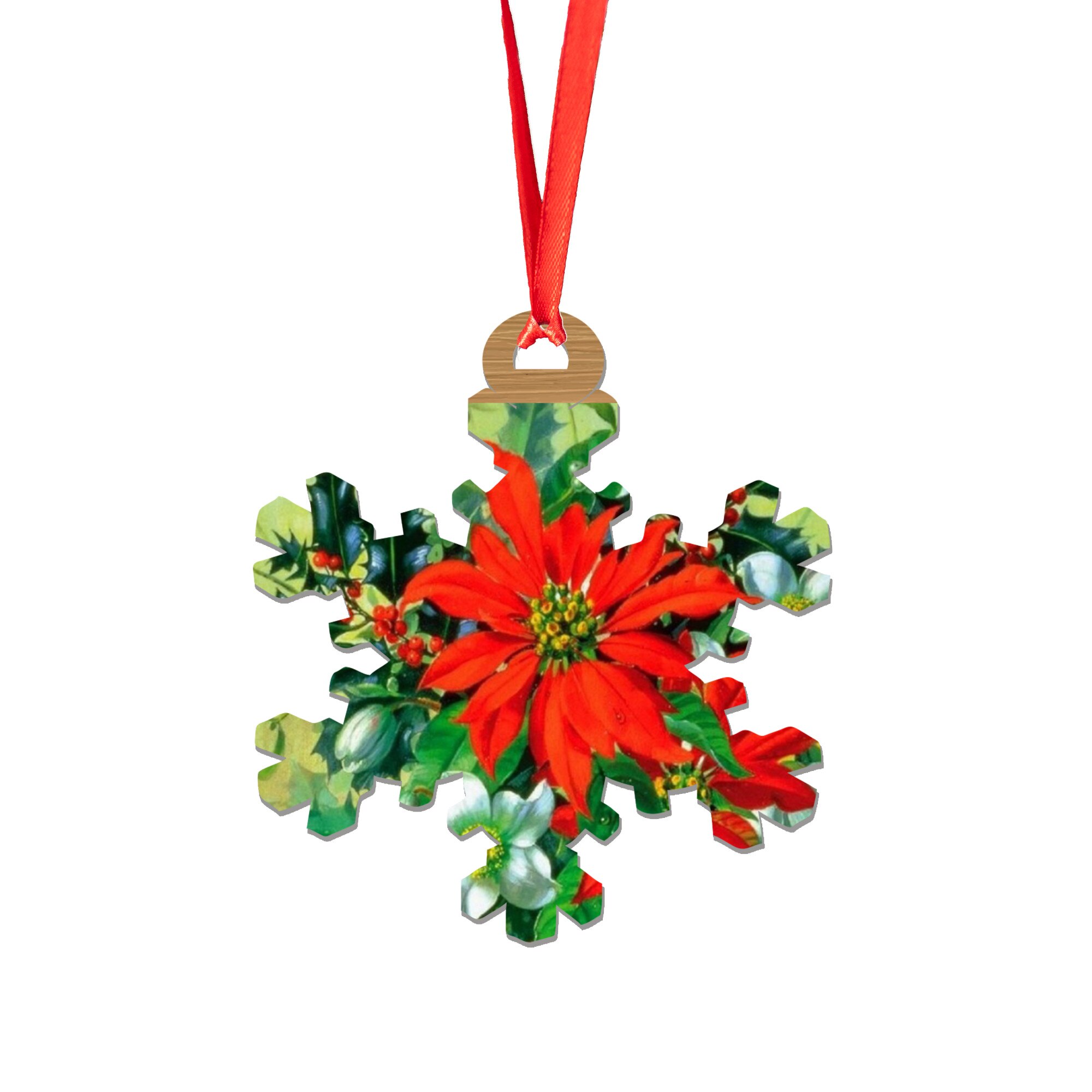 Glob de Craciun din lemn model 3, multicolor, 8 cm