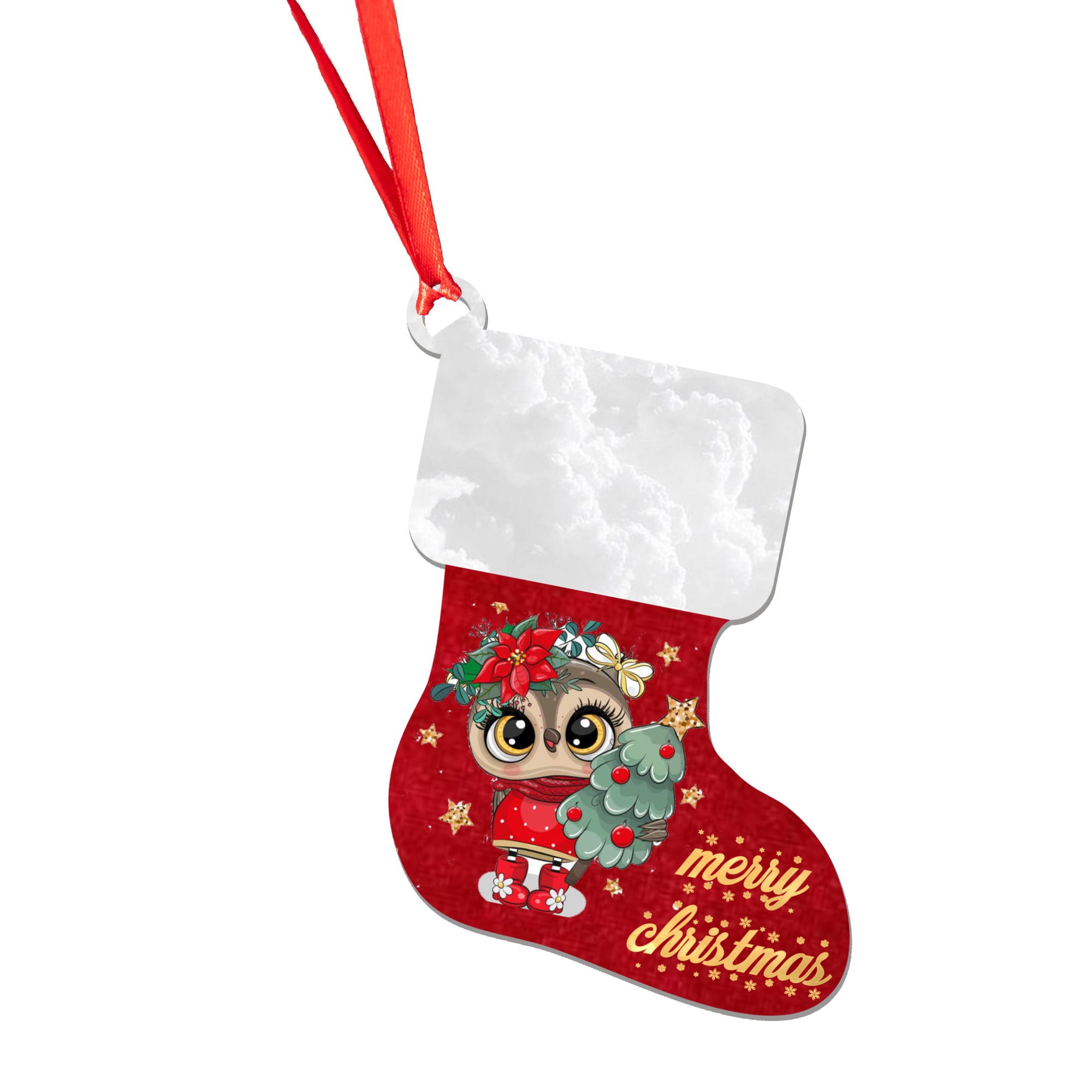 Glob de Craciun din lemn model 7, multicolor, 8 cm