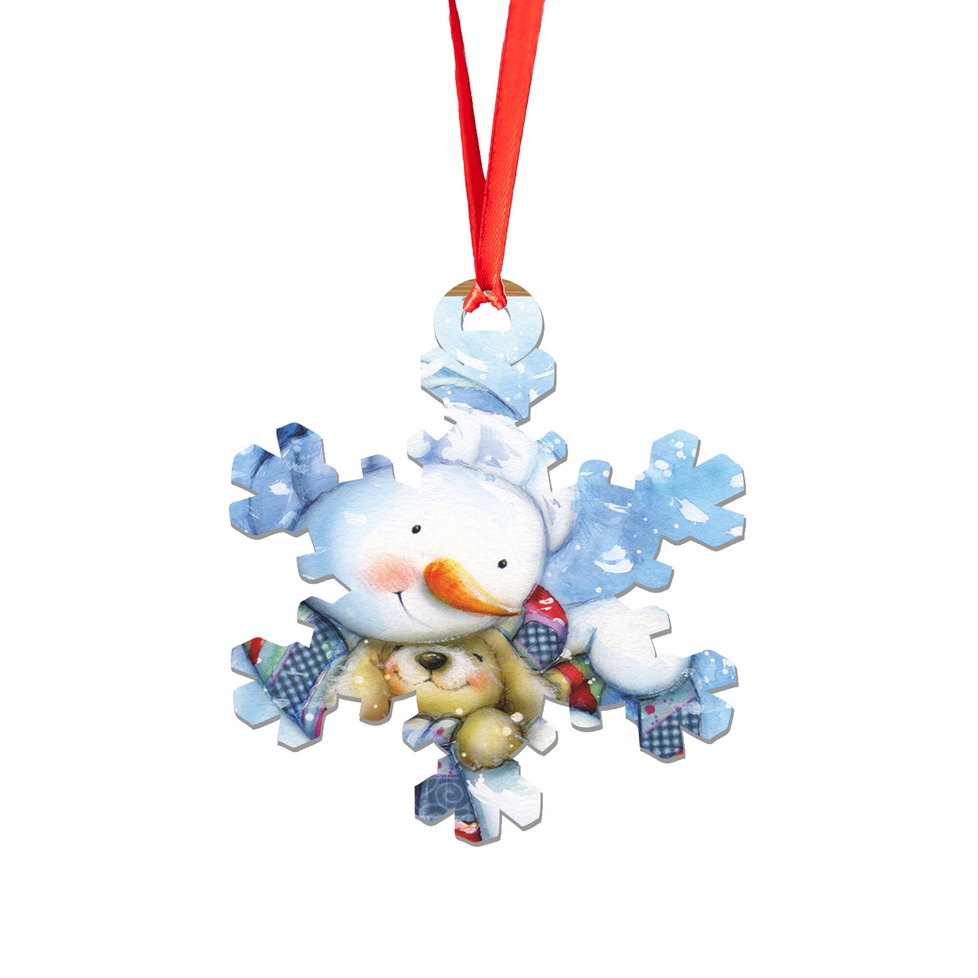 Glob de Craciun din lemn model 11, multicolor, 8 cm