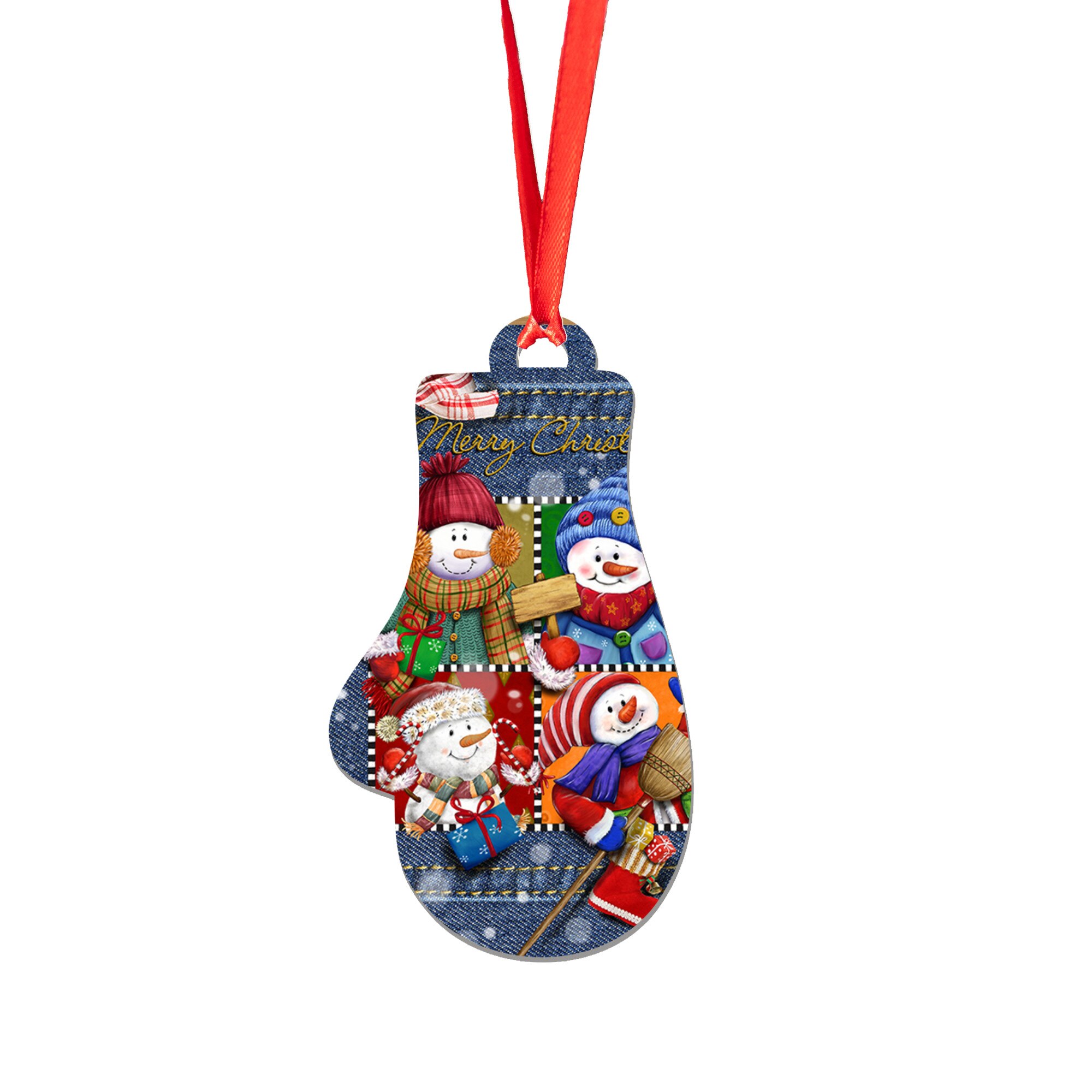 Glob de Craciun din lemn model 9, multicolor, 8 cm