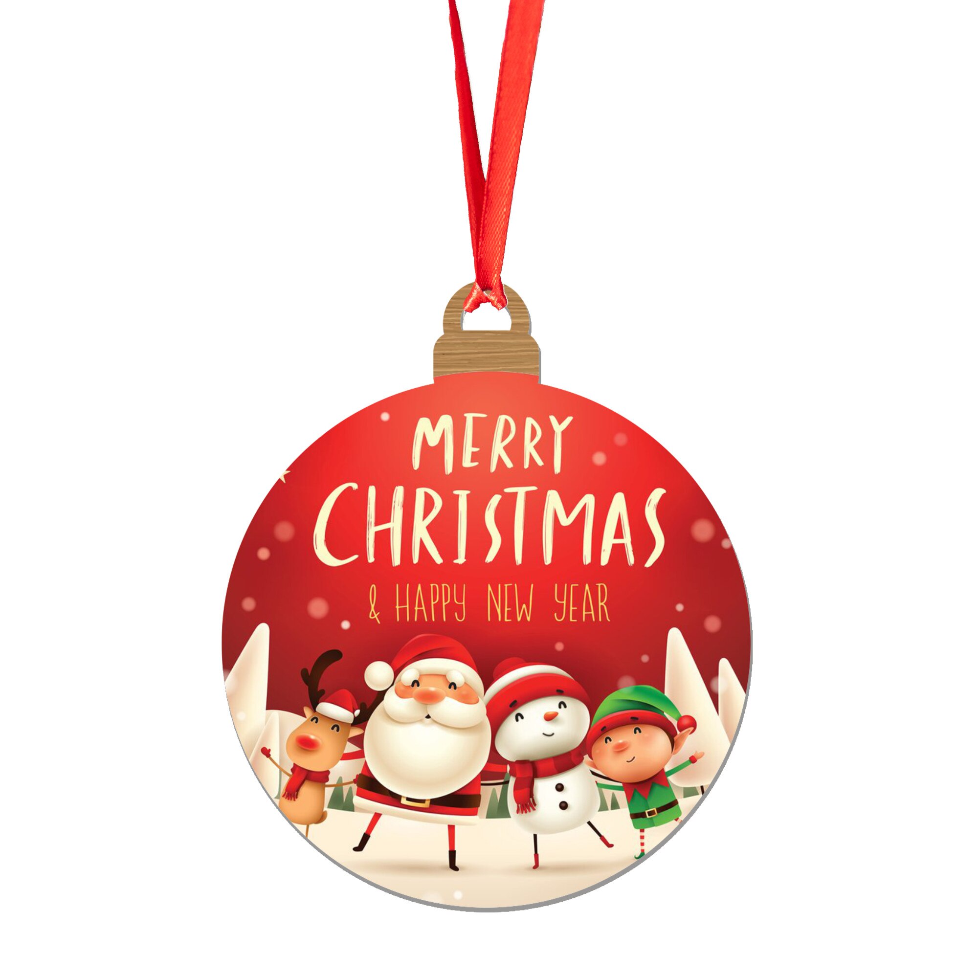 Glob de Craciun din lemn model 18, multicolor, 8 cm