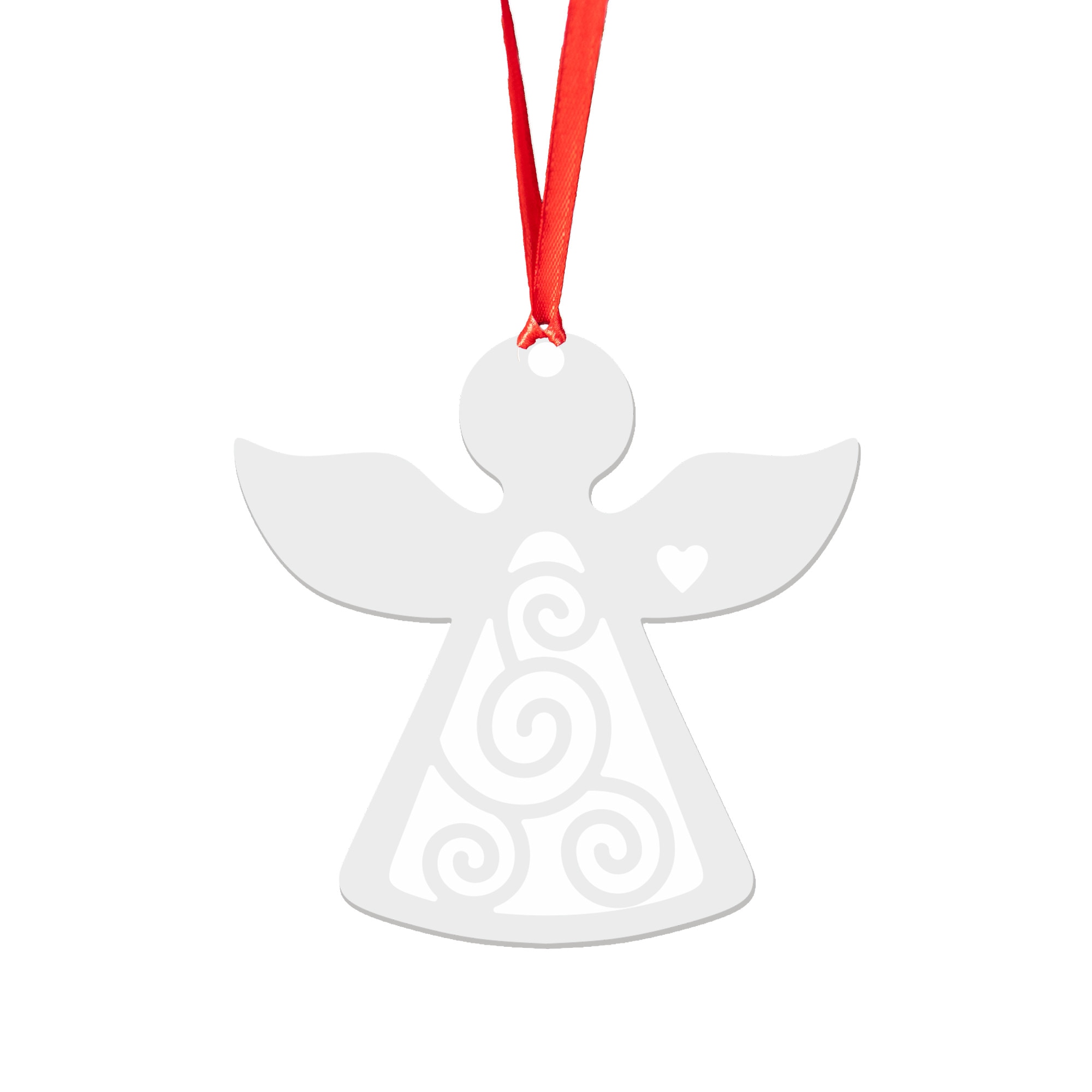 Glob de Craciun din lemn model 5, alb, 8 cm