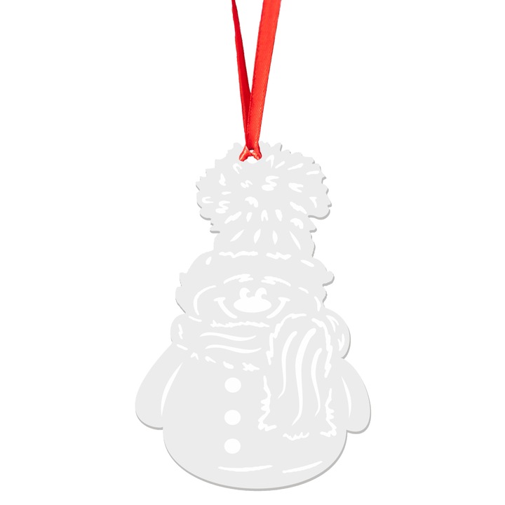 Glob de Craciun din lemn model 8, alb, 8 cm