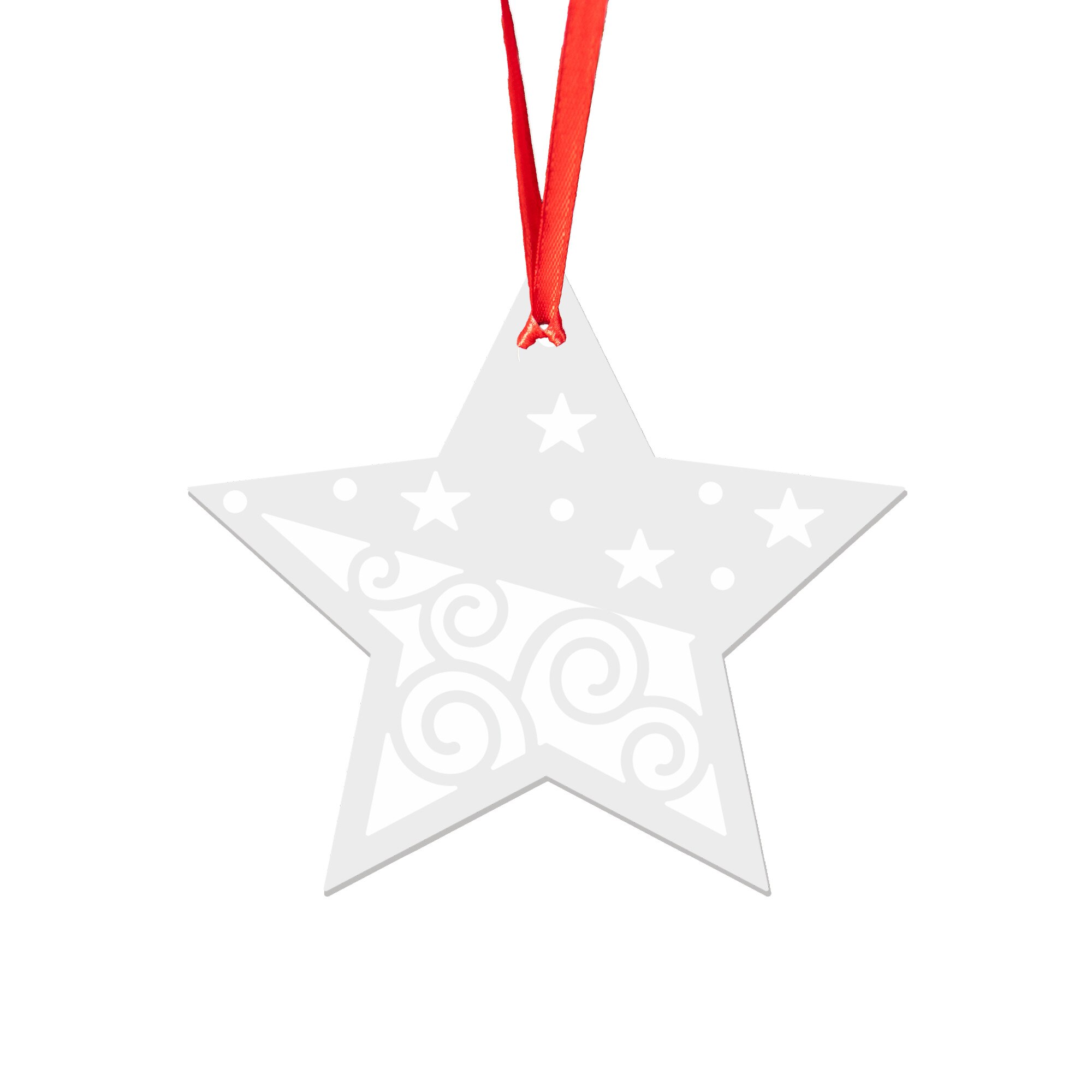 Glob de Craciun din lemn model 7, alb, 8 cm