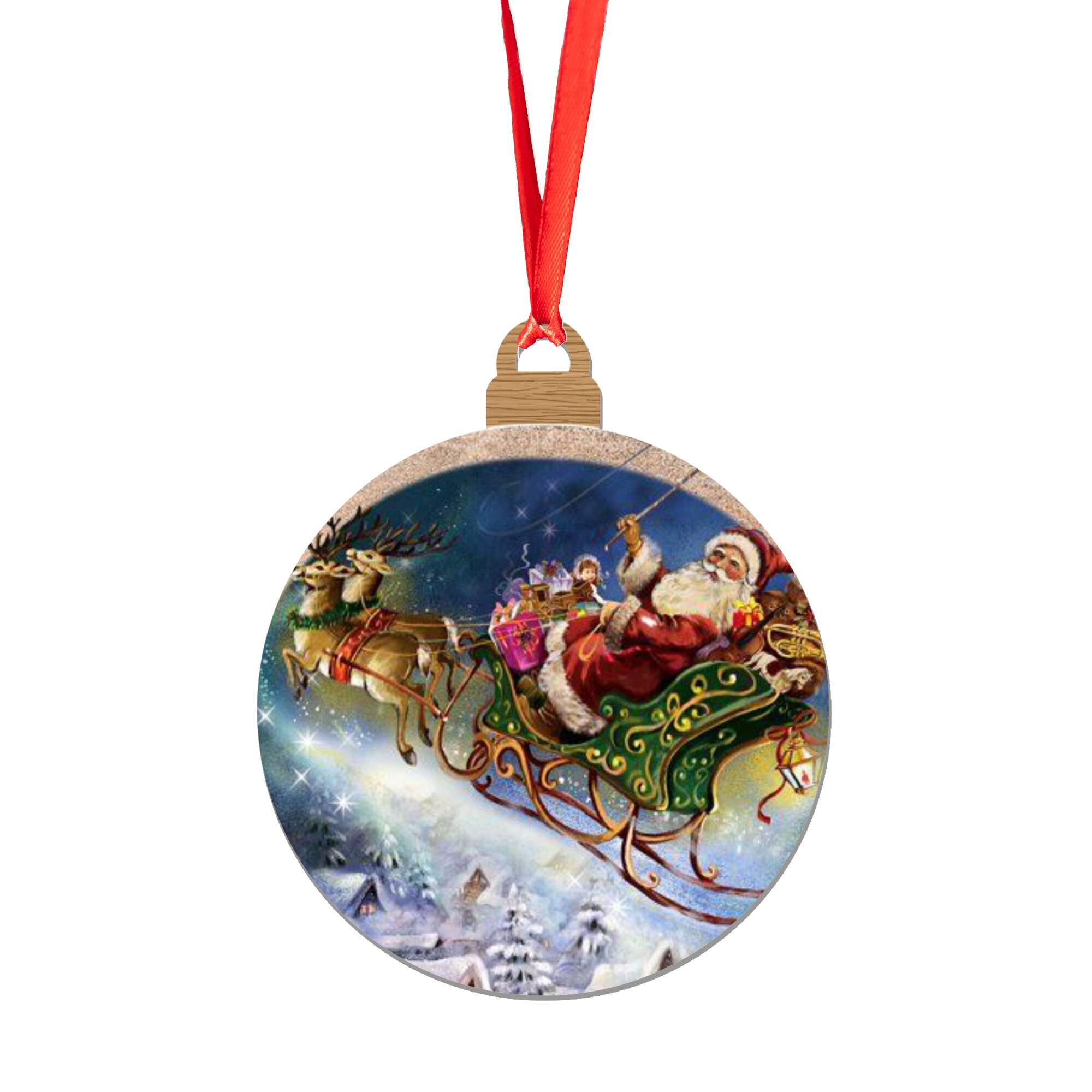 Glob de Craciun din lemn model 24, multicolor, 8 cm