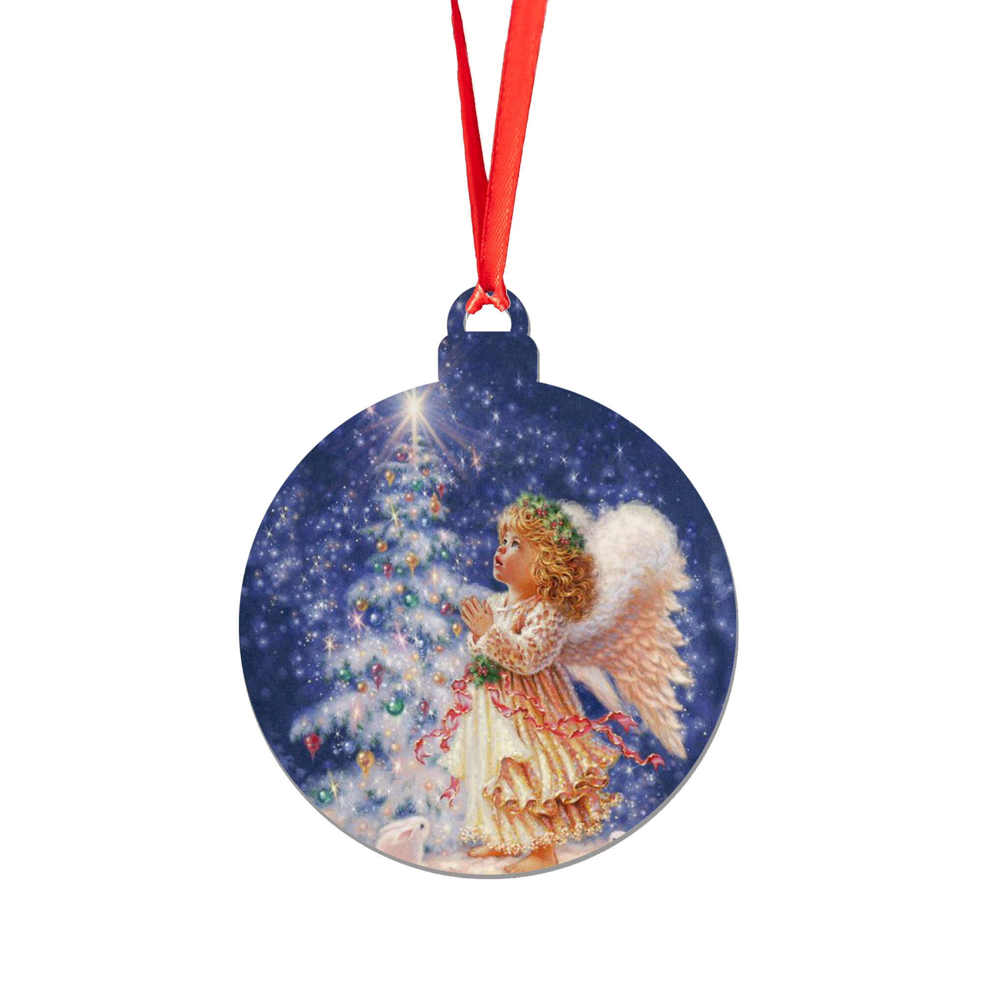 Glob de Craciun din lemn model 30, multicolor, 8 cm