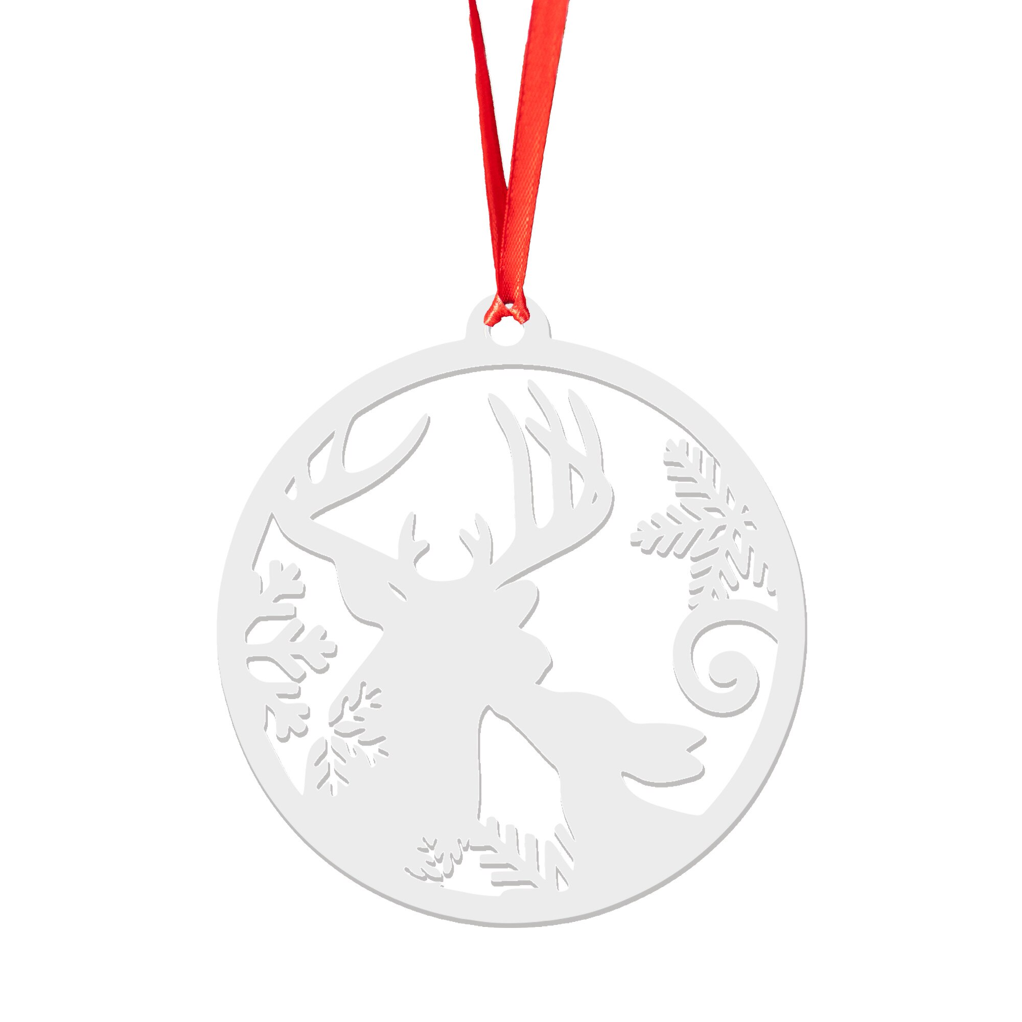 Glob de Craciun din lemn model 14, alb, 8 cm