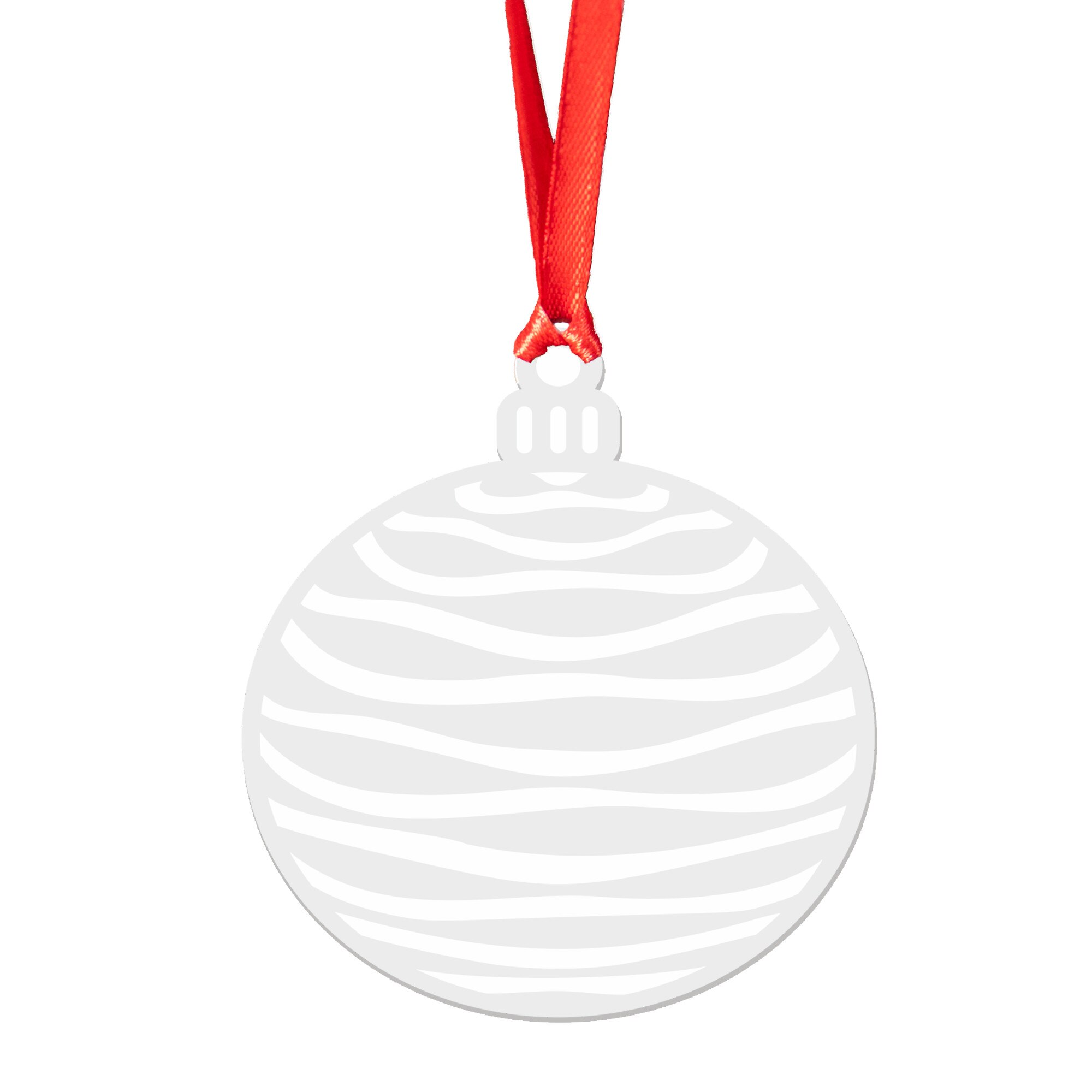 Glob de Craciun din lemn model 9, alb, 8 cm