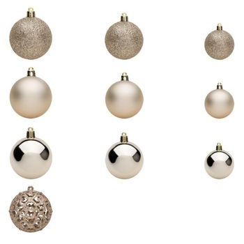 Set 50 globuri Craciun, argintii, plastic, M Deco Set 50 globuri Craciun, argintii, plastic, M Deco