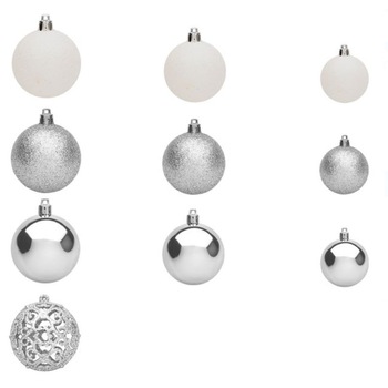 Set 50 globuri Craciun, albe, plastic, M Deco Set 50 globuri Craciun, albe, plastic, M Deco