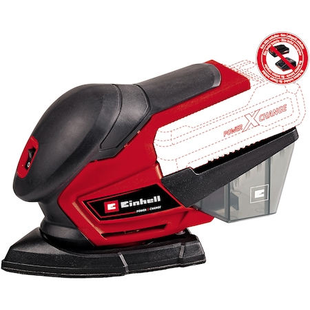 Slefuitor orbital pe acumulator Einhell Power-X-Change TE-OS 18/150 Li Solo, 18 V, 1.6 mm circuit oscilant, 150x150x100 mm suprafata slefuire, fara acumulator/incarcator