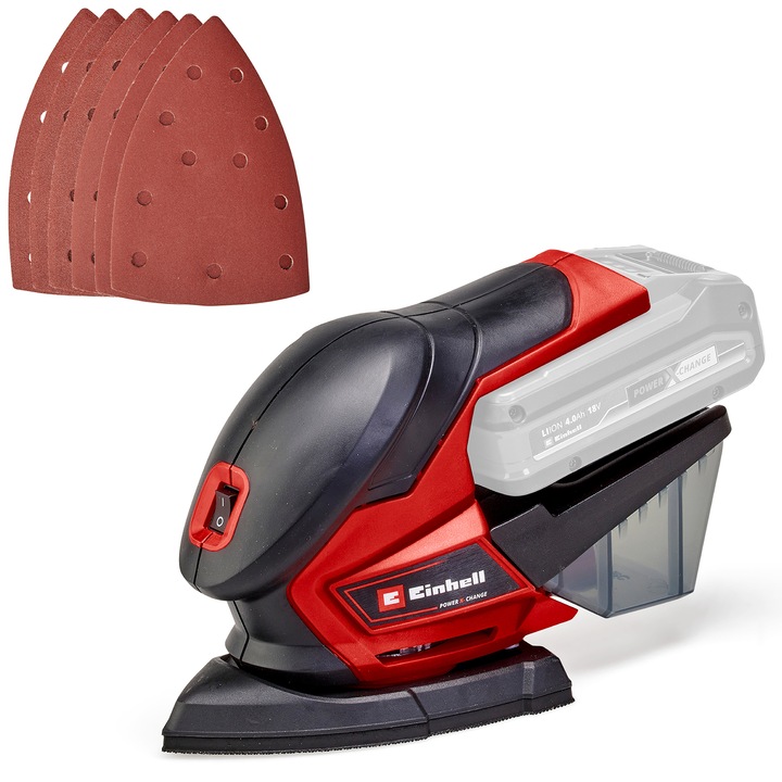 Акумулаторна орбитална шлайф машина Einhell Power-X-Change TE-OS 18/150 Li Solo, 18 V, Осцилиращ кръг 1,6 мм, Шлифовъчна повърхност 150x150x100 мм, Без батерия/зарядно устройство