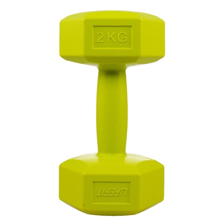 Gantera 2 kg, DHS, galben, 18x7x7 cm, otel/vinil