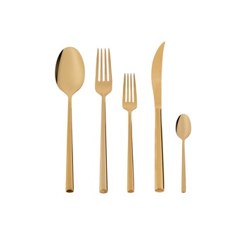 Set 30 tacamuri pentru 6 persoane Tivoli, Karaca, Otel inoxidabil, Auriu Set 30 tacamuri pentru 6 persoane Tivoli, Karaca, Otel inoxidabil, Auriu