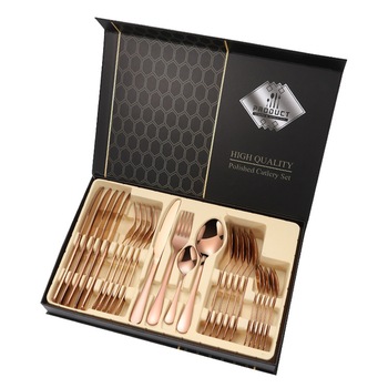 Set 24 tacamuri din inox, Quasar & Co., 6 x cutite, 6 x linguri, 6 x furculite, 6 x lingurite, 40 x 25.5 x 5.5 cm, Rose Gold Set 24 tacamuri din inox, Quasar & Co., 6 x cutite, 6 x linguri, 6 x furculite, 6 x lingurite, 40 x 25.5 x 5.5 cm, Rose Gold