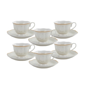 Set 6 cesti de cafea Karaca, Margaret, Portelan, Alb, 80 ml Set 6 cesti de cafea Karaca, Margaret, Portelan, Alb, 80 ml