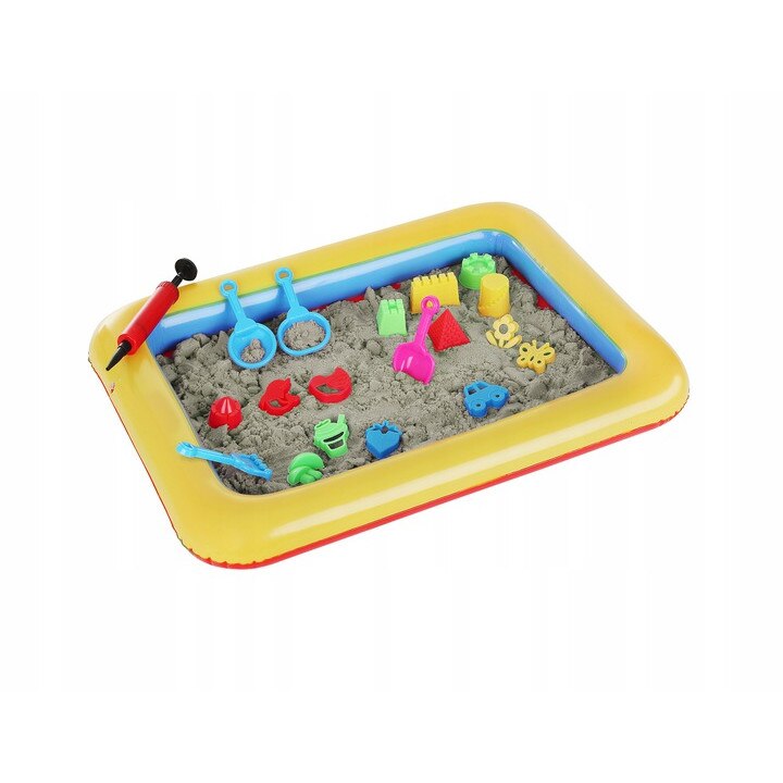 Set creativ cu nisip kinetic, Zola®, cu forme si salteluta gonflabila, 57x43x7cm