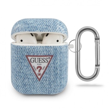 Husa de protectie Guess Denim Triangle pentru Apple AirPods Gen 1 / Apple AirPods Gen 2, Light Blue Husa de protectie Guess Denim Triangle pentru Apple AirPods Gen 1 / Apple AirPods Gen 2, Light Blue