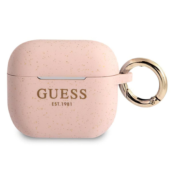 Калъф Guess Glitter Printed Logo за Apple AirPods 3, Pink