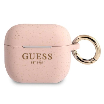 Husa de protectie Guess Glitter Printed Logo pentru Apple AirPods 3, Roz Husa de protectie Guess Glitter Printed Logo pentru Apple AirPods 3, Roz