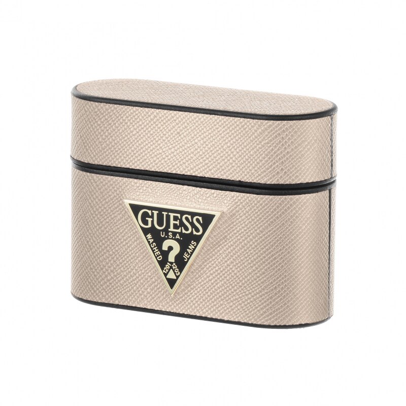 Husa de protectie Guess Saffiano pentru Apple AirPods Pro, Bej