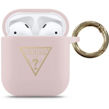 Husa de protectie Guess Triangle pentru Apple AirPods Gen 1 / Apple AirPods Gen 2, Roz Husa de protectie Guess Triangle pentru Apple AirPods Gen 1 / Apple AirPods Gen 2, Roz