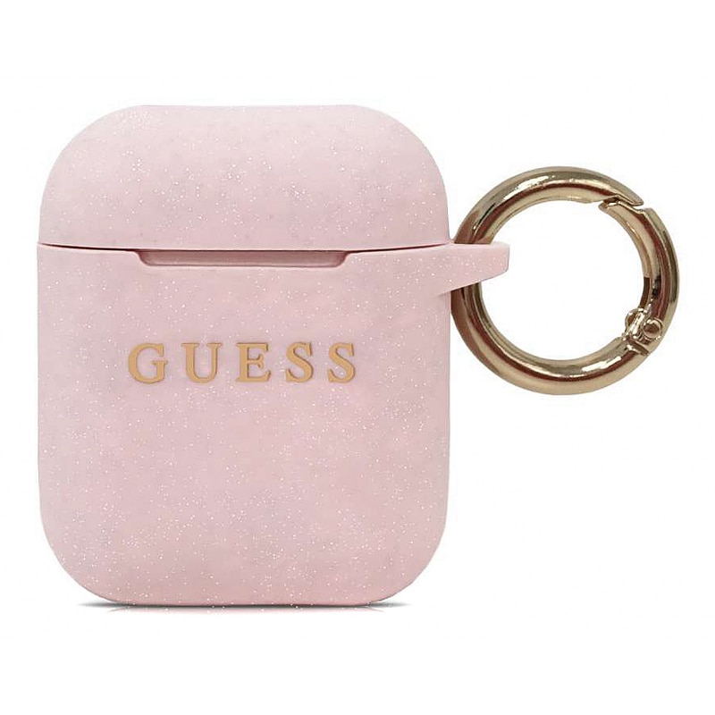 Husa de protectie Guess Glitter pentru Airpods 1 / 2, Roz