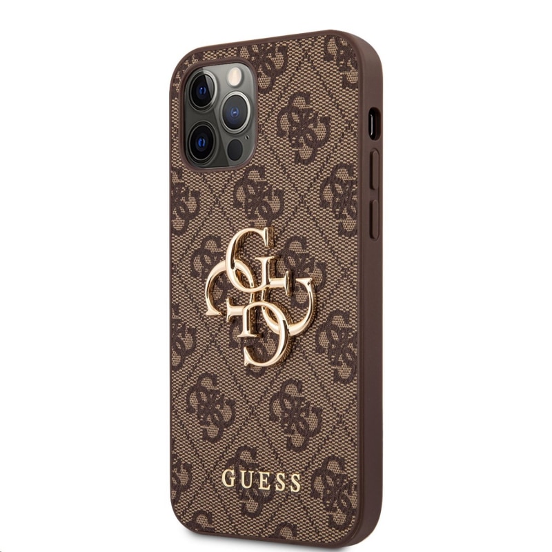 Husa de protectie Guess 4G Metal Logo pentru Apple iPhone 12/12 Pro, Maro