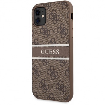 Husa de protectie Guess 4G Printed Stripe pentru Apple iPhone 11, Maro