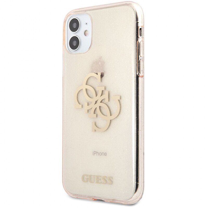 Husa de protectie Guess Big 4G Full Glitter pentru Apple iPhone 11, Auriu