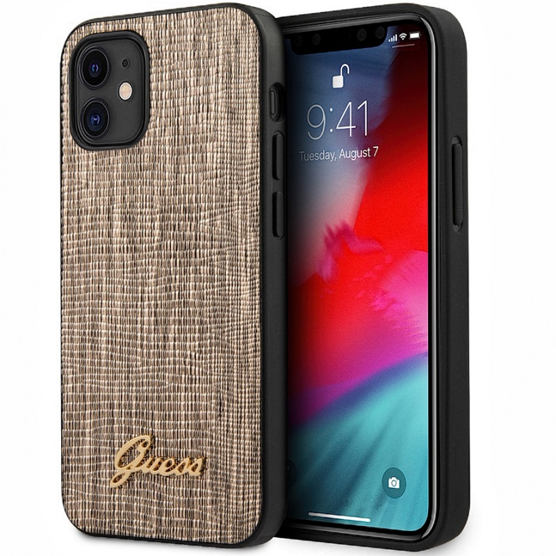 Husa de protectie Guess Lizard pentru Apple iPhone 12 mini, Auriu