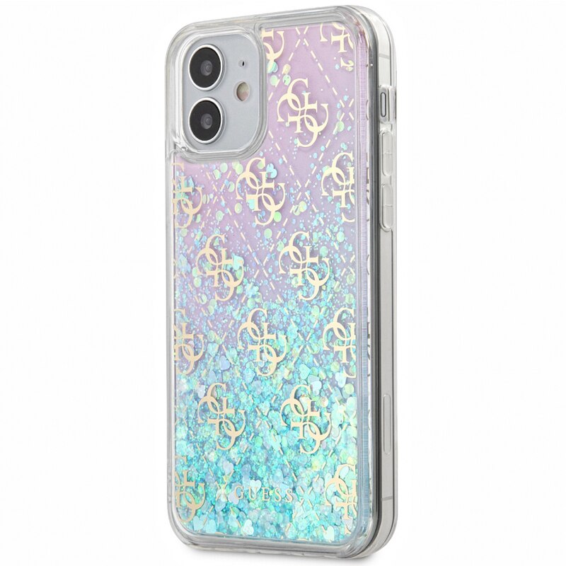 Husa de protectie Guess 4G Liquid Glitter Iridescent pentru Apple iPhone 12 mini, Multicolor