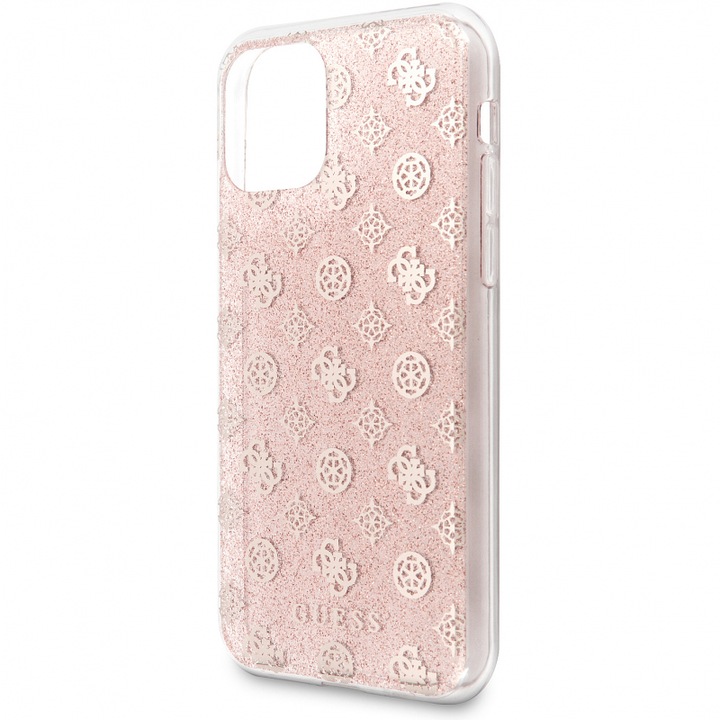 Husa de protectie Guess 4G Peony Glitter pentru Apple iPhone 11 Pro, Roz