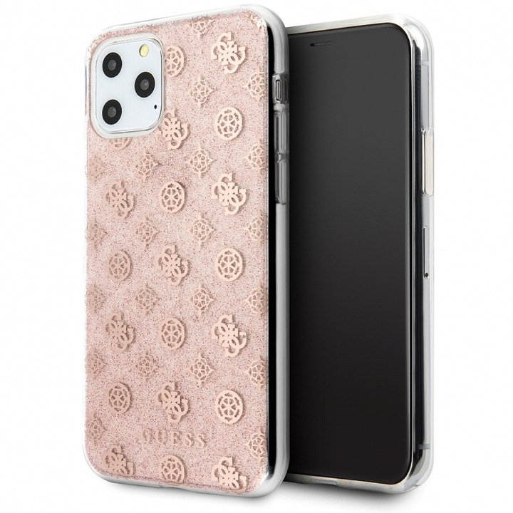 Husa de protectie Guess 4G Peony Glitter pentru Apple iPhone 11 Pro, Roz