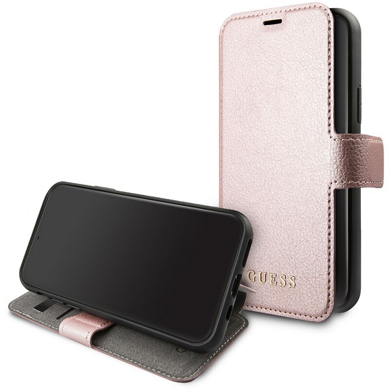 Husa de protectie Guess Iridescent Book pentru Apple iPhone 11, Roz