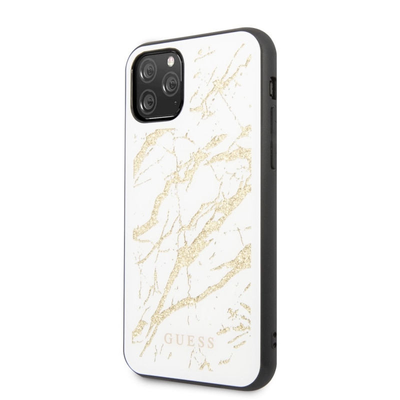 Husa de protectie Guess pentru Apple iPhone 11 Pro, Marble Glass, Alb