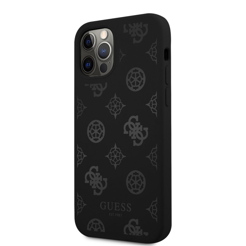 Husa de protectie Guess Tone on Tone Peony pentru Apple iPhone 12/12 Pro, Negru