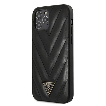 Husa de protectie Guess V Quilted pentru Apple iPhone 12 Pro Max, Negru Husa de protectie Guess V Quilted pentru Apple iPhone 12 Pro Max, Negru