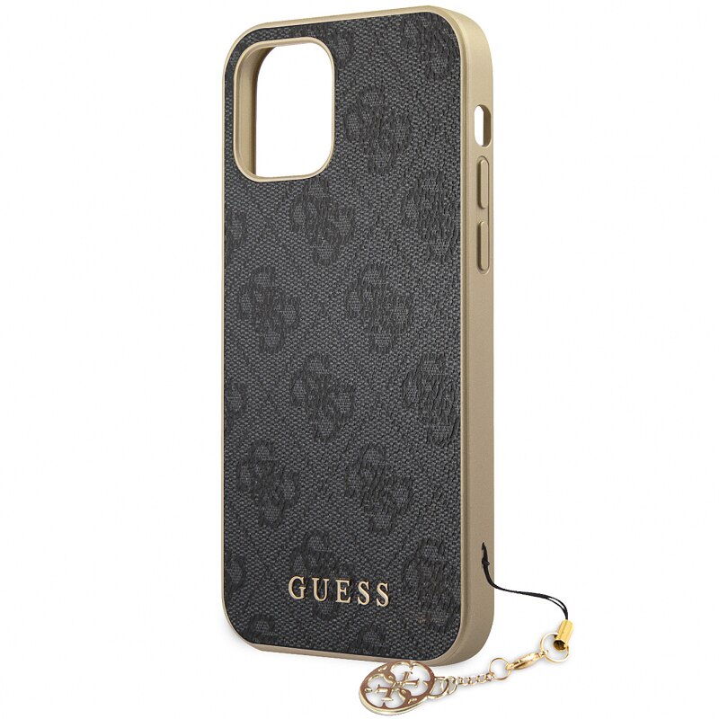 Husa de protectie Guess 4G Charms Collection pentru Apple iPhone 12/12 Pro, Gri