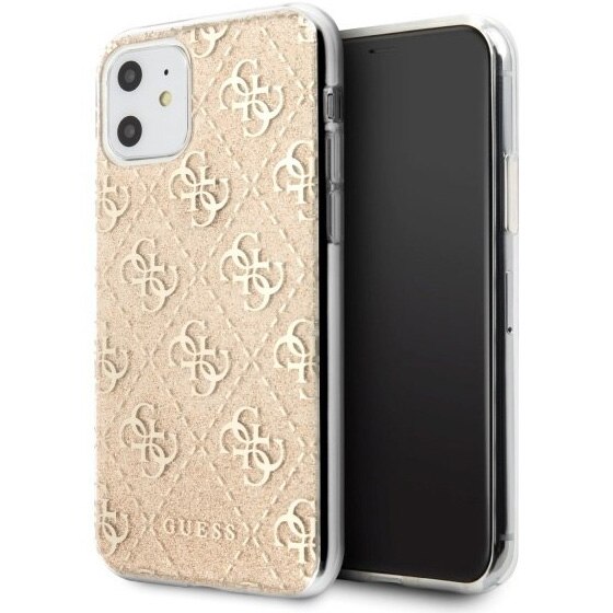 Husa de protectie Guess 4G Glitter pentru Apple iPhone 11, Auriu