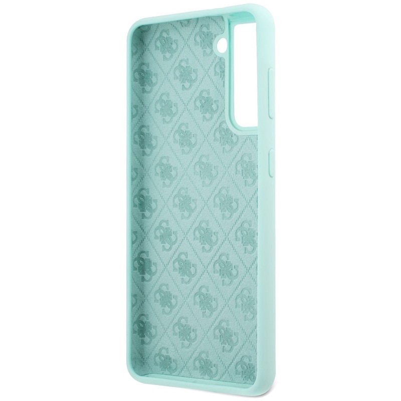 Husa de protectie Guess Silicone Metal Logo Script pentru Samsung Galaxy S21+ 5G, Vernil