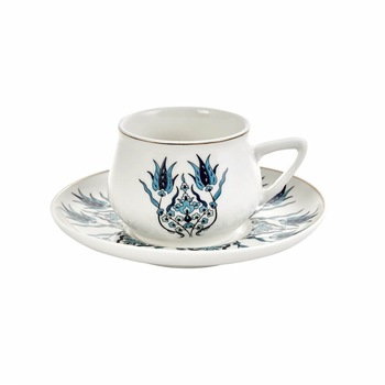 Set 6 cesti cafea Iznik, Karaca, Gresie, Verde, 90 ml, Alb Set 6 cesti cafea Iznik, Karaca, Gresie, Verde, 90 ml, Alb