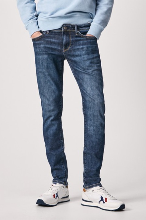 Pepe Jeans London, Дънки Hatch със захабен ефект, Тъмносин
