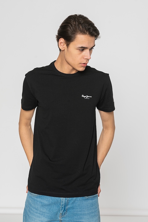 Pepe Jeans London, Original Basic szűk fazonú póló, Fekete